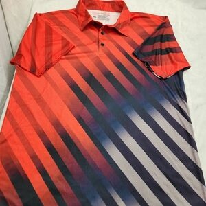 PLG Men's Performance Polo Shirt XLarge, Multicolor Striped, Play Loud Golf